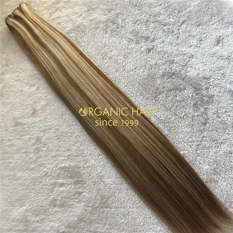 Human full cuticle hair hand tied wefts piano color on sale X158